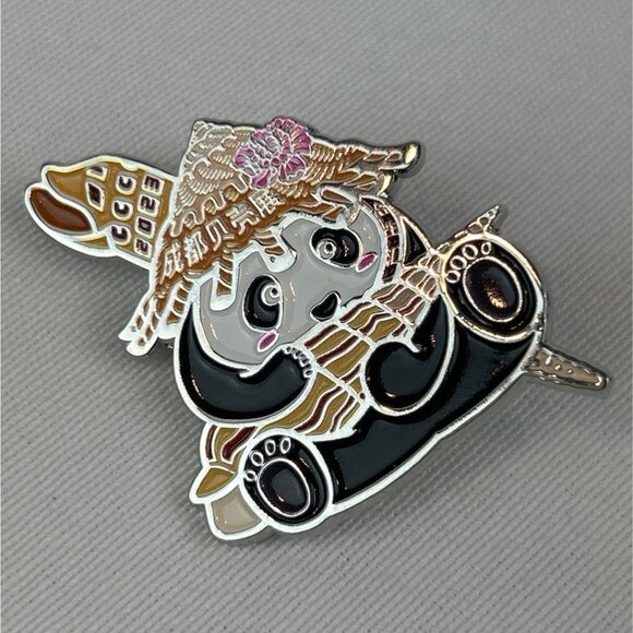 Shell Collectors Panda Enamel Pin Conical Shell Hat Flowers Cute Large - Picture 1 of 5